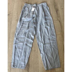 NWT Eileen Fisher Organic Linen Pleated Ankle Lantern Pants Size Small Grey/ Fog